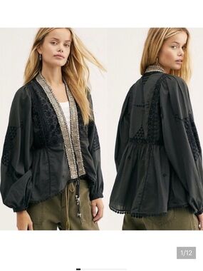 Free People Black Lightweight Jacket or Top  with Brand Label